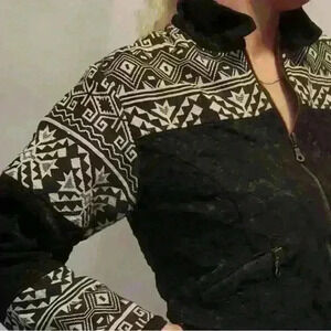 Vintage Pier One Passports Western Aztec Southwest Black Cropped Jacket Large